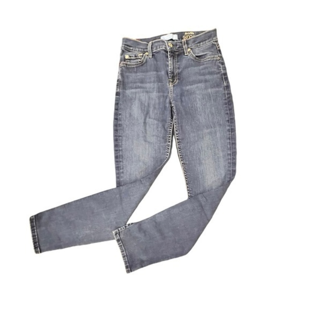7 For All Mankind Mid Rise Blair The Ankle Skinny Blue Jeans Size 26 Ankle Slits